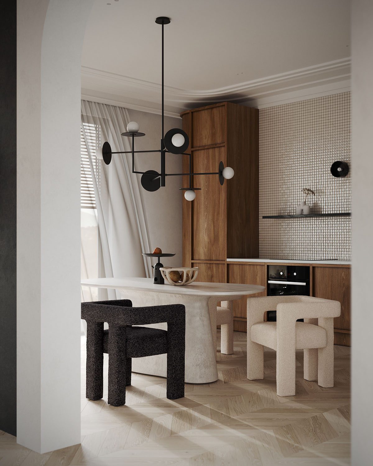 Ξύλινη κουζίνα σε μοντέρνο σπίτι