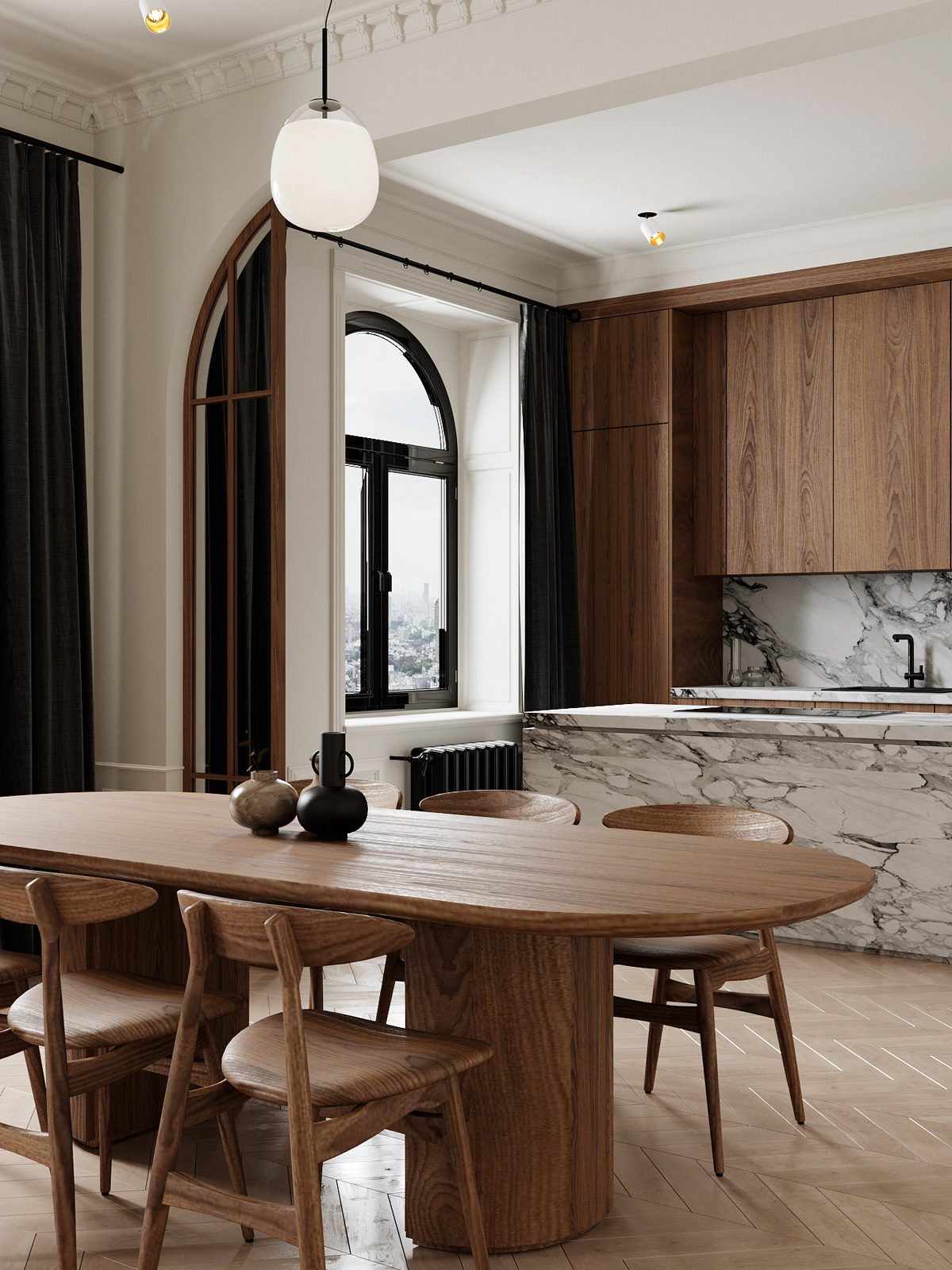 Μοντέρνα ξύλινη τραπεζαρία