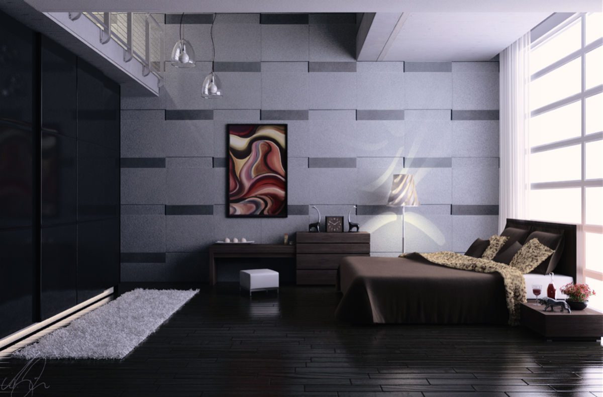 γκρι κρεβατοκάμαρα - διακόσμηση