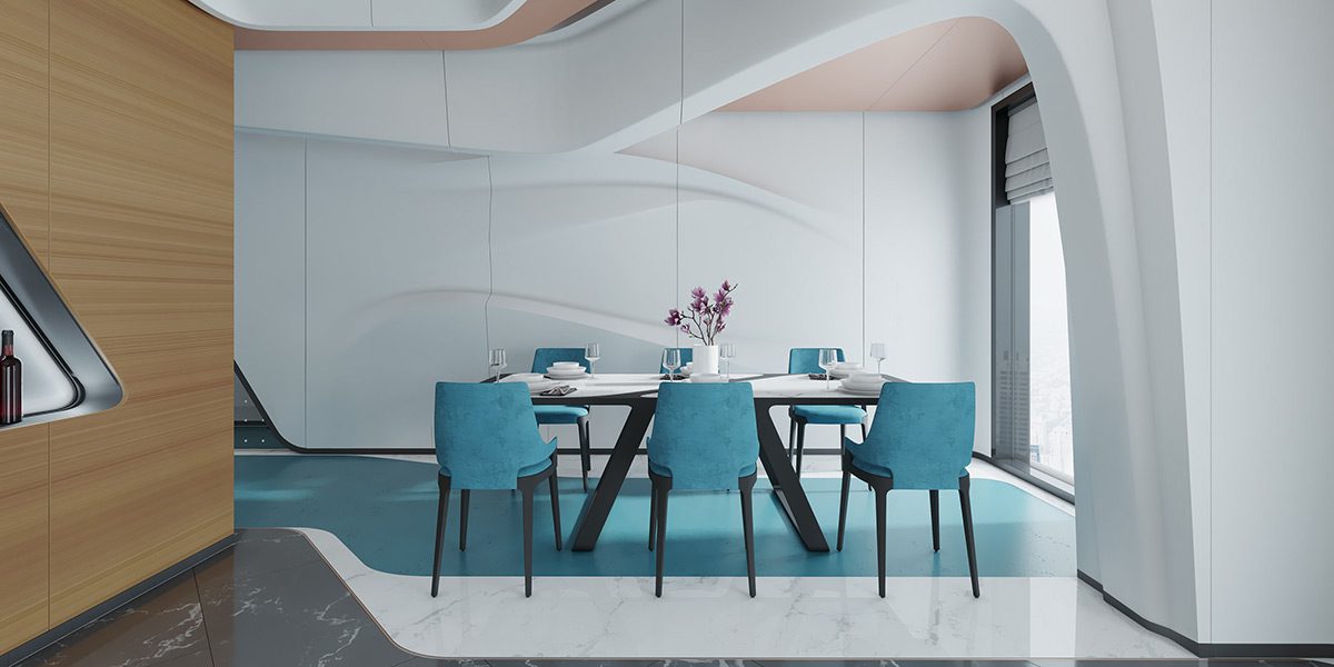 Μπλε καρέκλες τραπεζαρίας