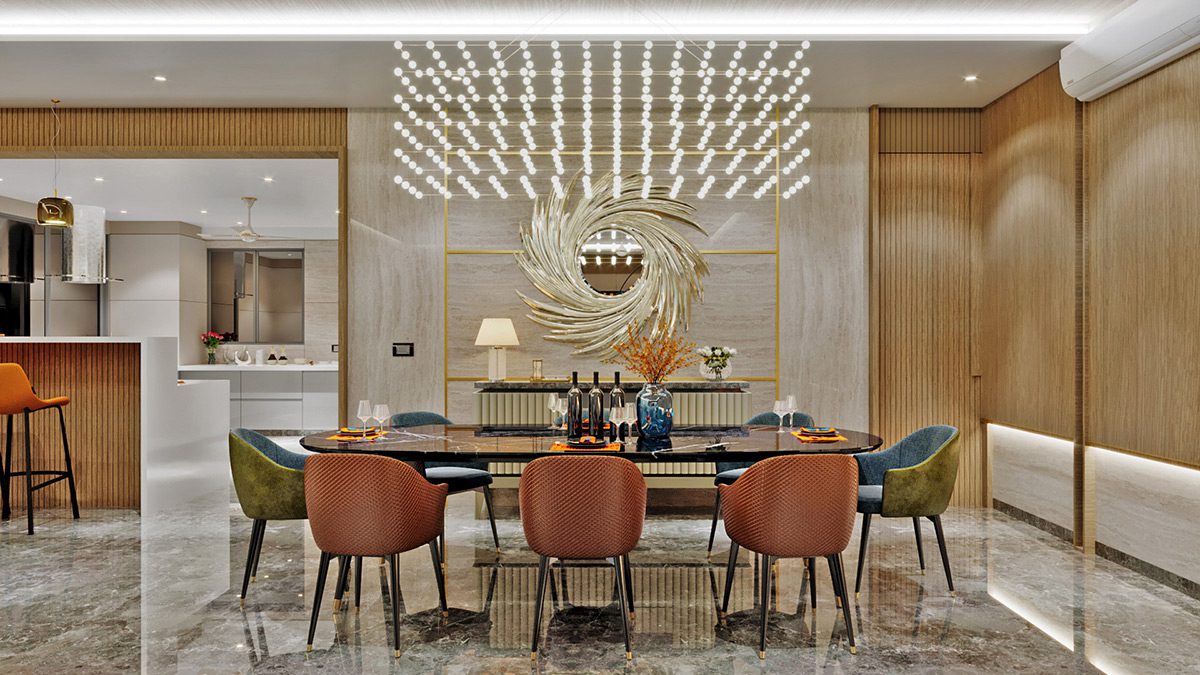 Τραπεζαρία που συνδυάζει διαφορετικές καρέκλες