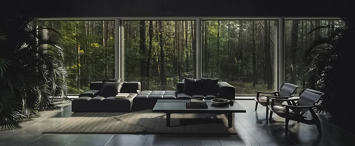 Μαύρος καναπές για το σαλόνι