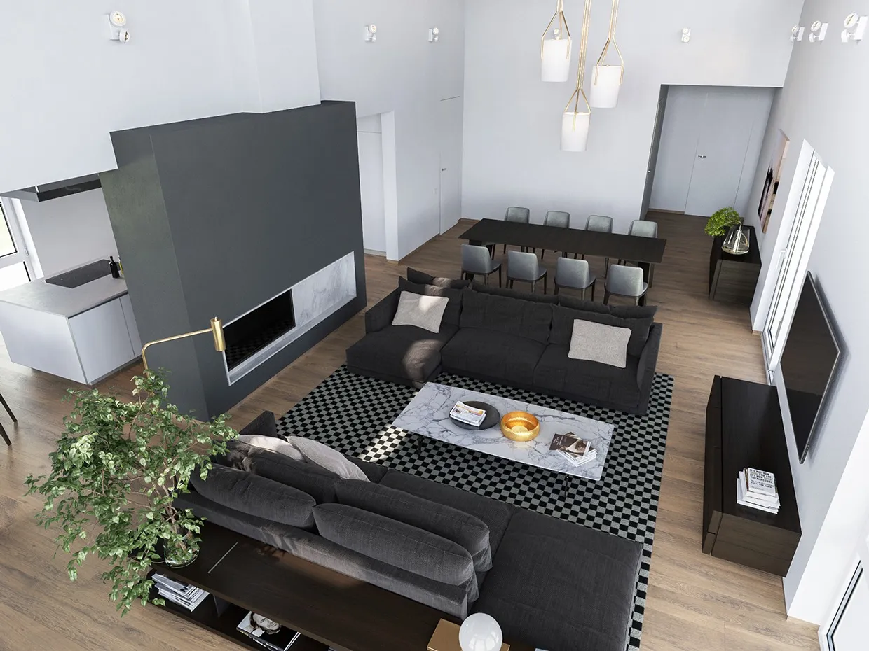 Μαύρος καναπές για το σαλόνι