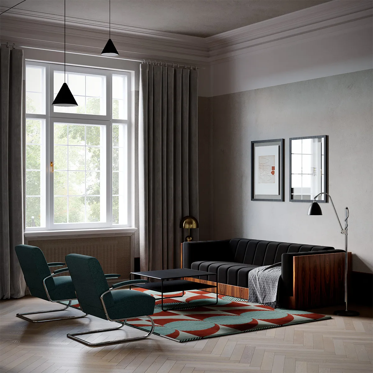 Διακόσμηση μαύρου σαλονιού