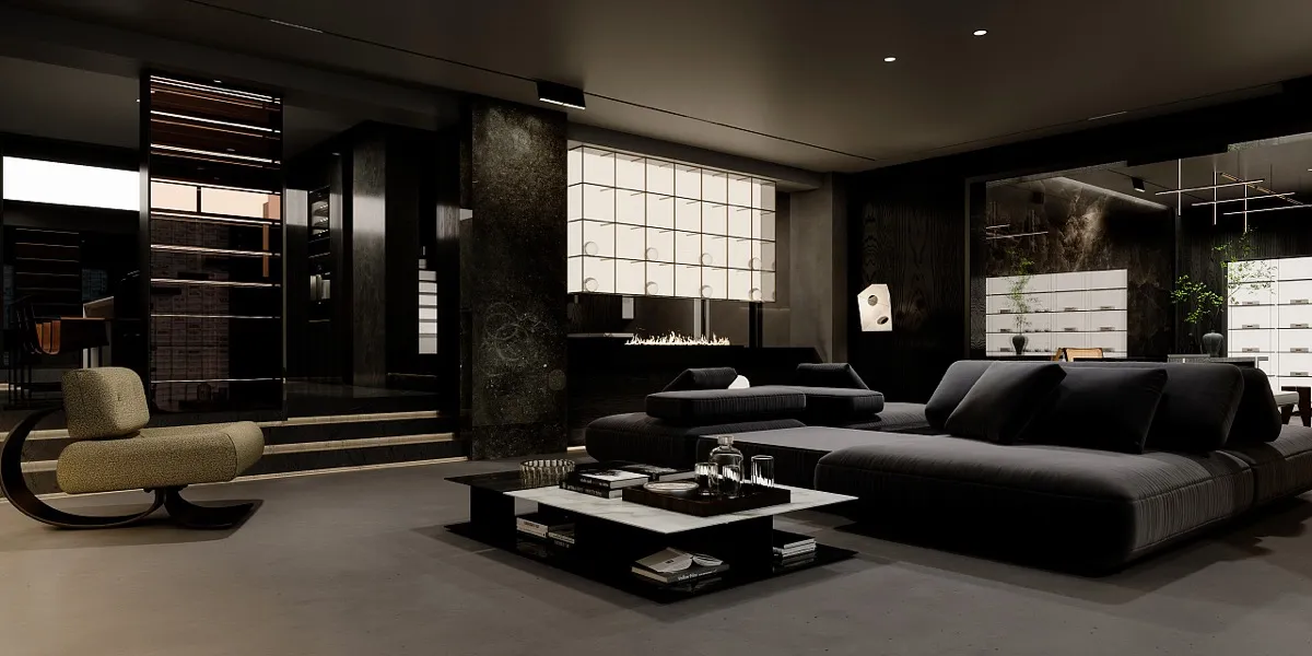 Διακόσμηση μαύρου σαλονιού