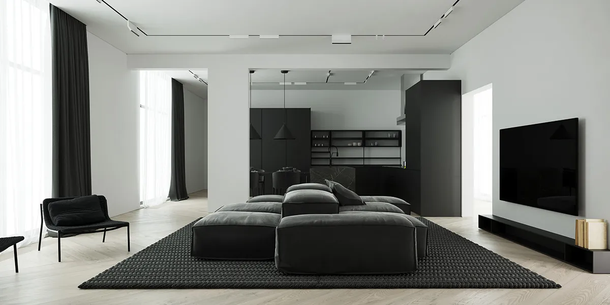 Διακόσμηση σκουρόχρωμου σαλονιού