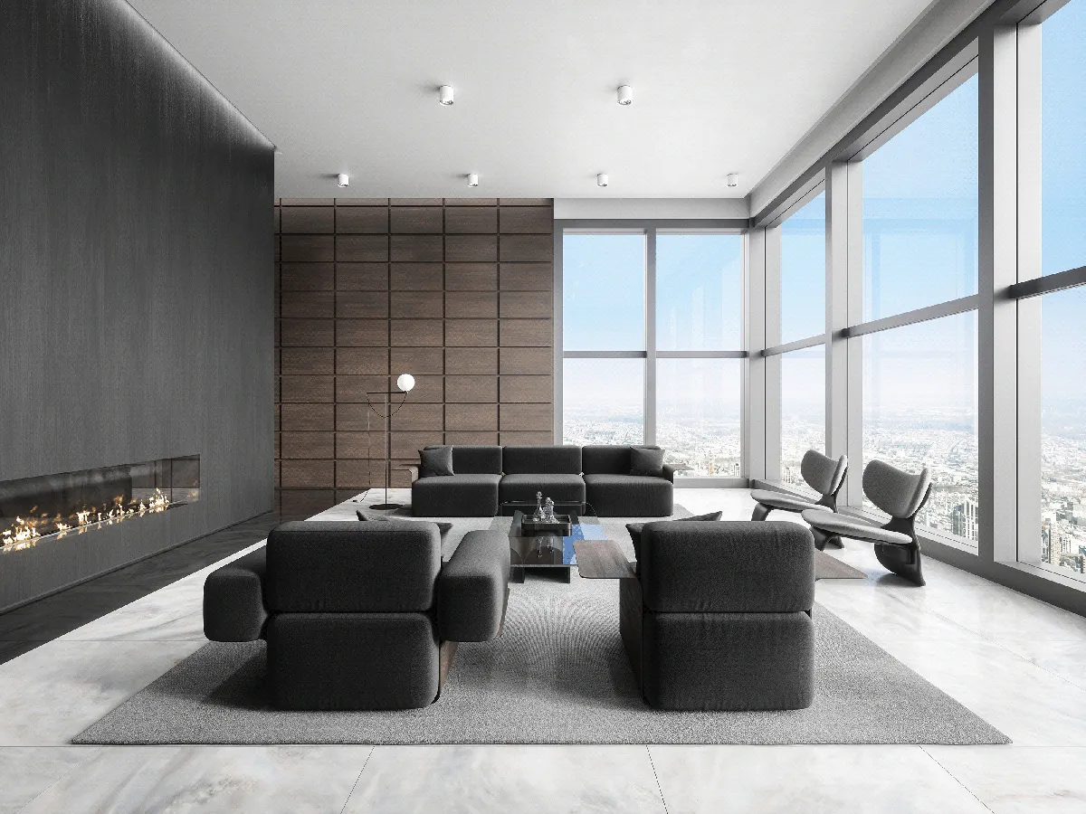 Μαύρος καναπές για το σαλόνι