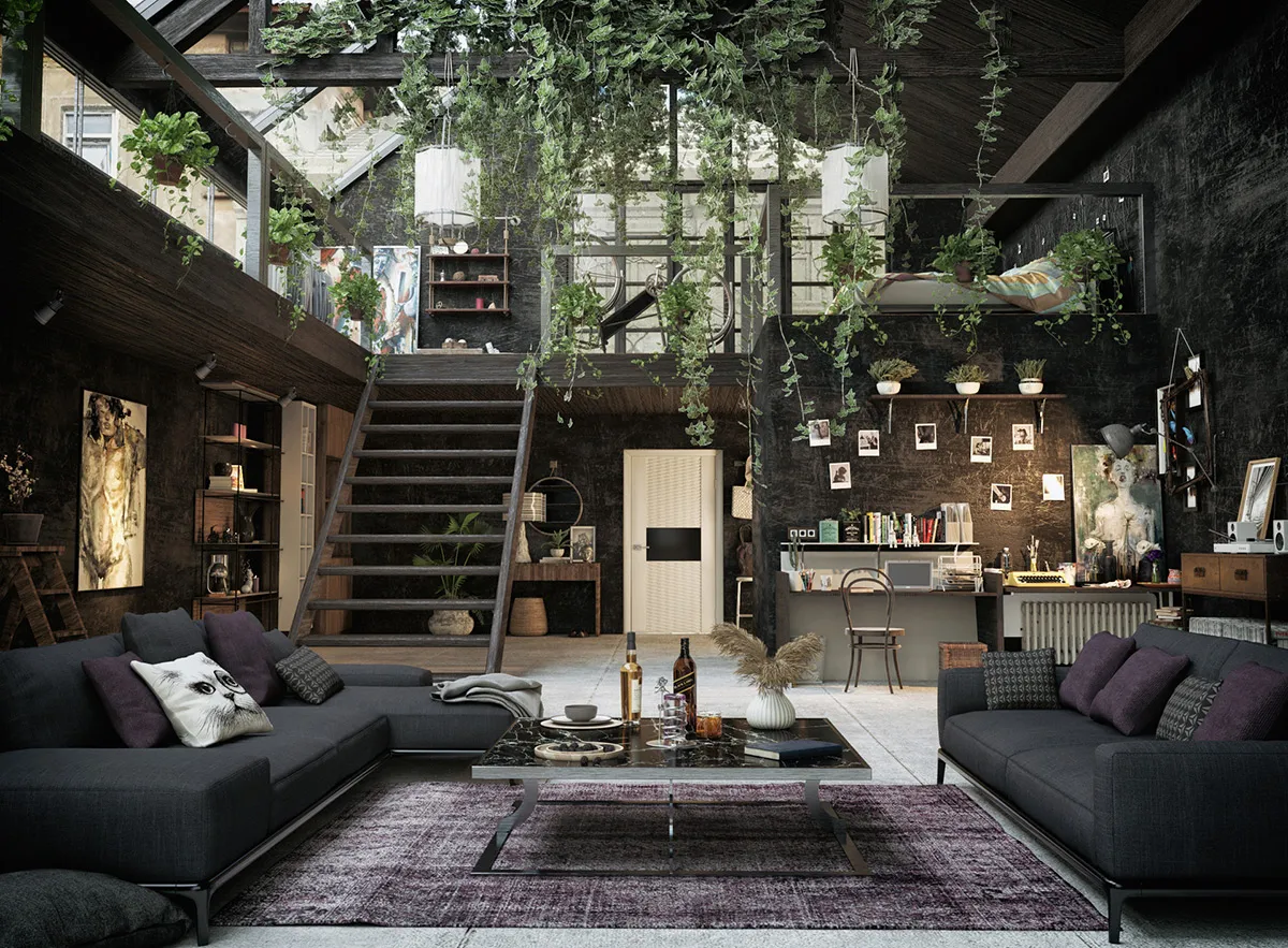 Μαύρος καναπές για το σαλόνι