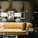 Καφές δερμάτινος καναπές