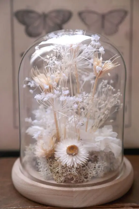 terrarium με αποξηραμένα λουλούδια