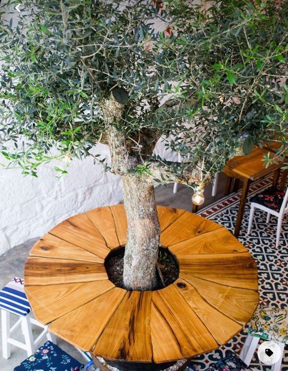 Διακόσμηση γύρω από το δέντρο με έπιπλα